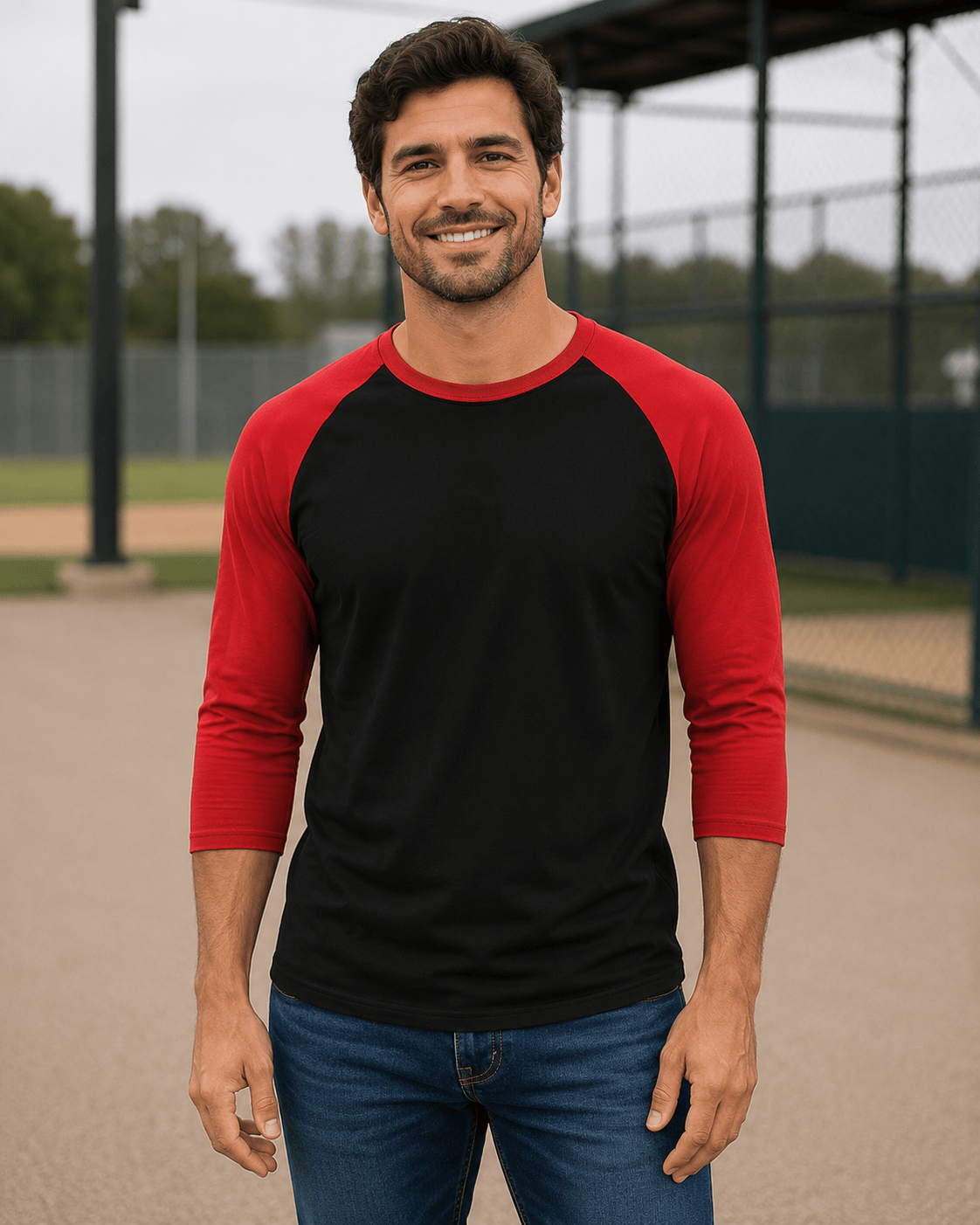 ILTEX Apparel Raglan Black/Red / Small Adult 3/4 Sleeve Raglan Baseball Tee | 35+ Colors