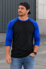 ILTEX Apparel Raglan Black/Royal Blue / Small Adult 3/4 Sleeve Raglan Baseball Tee | 35+ Colors