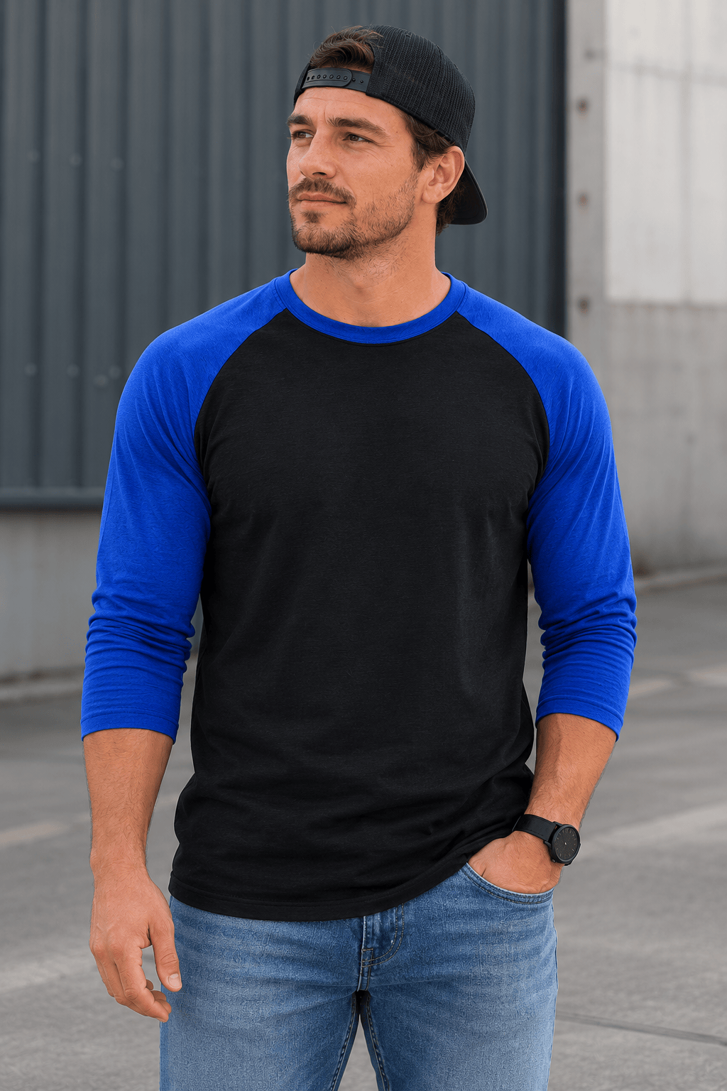 ILTEX Apparel Raglan Black/Royal Blue / Small Adult 3/4 Sleeve Raglan Baseball Tee | 35+ Colors