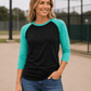 ILTEX Apparel Raglan Black/Tiffany / Small Adult 3/4 Sleeve Raglan Baseball Tee | 35+ Colors
