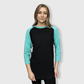 ILTEX Apparel Raglan Black/Tiffany / Small Adult Plain Raglan 3/4 T-Shirt - Black Body