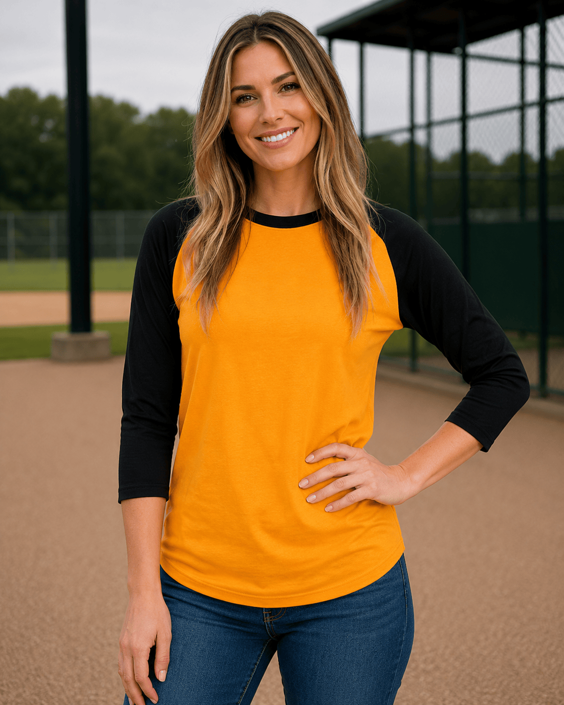 ILTEX Apparel Raglan Gold/Black / Small Adult 3/4 Sleeve Raglan Baseball Tee | 35+ Colors
