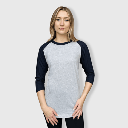 ILTEX Apparel Raglan Gray/Black / Small Adult Plain Raglan 3/4 T-Shirt - Gray Body