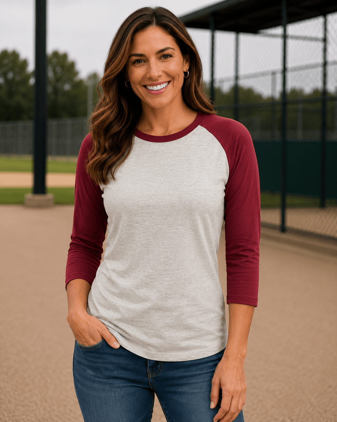 ILTEX Apparel Raglan Gray/Maroon / Small Adult 3/4 Sleeve Raglan Baseball Tee | 35+ Colors