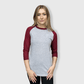 ILTEX Apparel Raglan Gray/Maroon / Small Adult Plain Raglan 3/4 T-Shirt - Gray Body