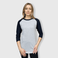 ILTEX Apparel Raglan Gray/Navy / Small Adult 3/4 Sleeve Raglan Baseball T-Shirt - 35+ Colors