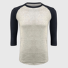 Adult Plain Raglan 3/4 T-Shirt - Gray Body - Gray/Navy