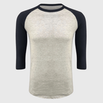 ILTEX Apparel Raglan Gray/Navy / Small Adult Plain Raglan 3/4 T-Shirt - Gray Body