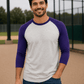 ILTEX Apparel Raglan Gray/Purple / Small Adult 3/4 Sleeve Raglan Baseball Tee | 35+ Colors