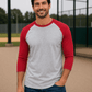 ILTEX Apparel Raglan Gray/Red / Small Adult 3/4 Sleeve Raglan Baseball Tee | 35+ Colors