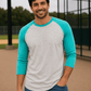 ILTEX Apparel Raglan Gray/Tiffany / Small Adult 3/4 Sleeve Raglan Baseball Tee | 35+ Colors