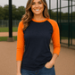 ILTEX Apparel Raglan Navy/Orange / Small Adult 3/4 Sleeve Raglan Baseball Tee | 35+ Colors