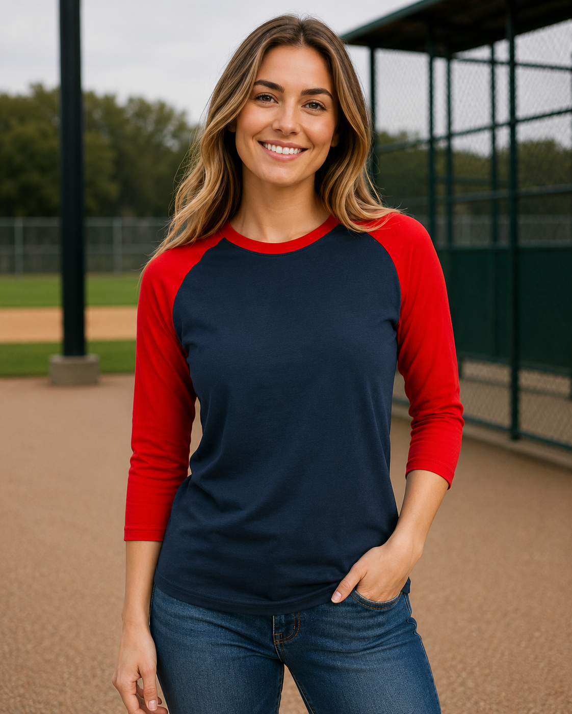 ILTEX Apparel Raglan Navy/Red / Small Adult 3/4 Sleeve Raglan Baseball Tee | 35+ Colors