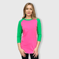 ILTEX Apparel Raglan Pink/Green / Small Adult Plain Raglan 3/4 T-Shirt - Pink Body