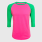 ILTEX Apparel Raglan Pink/Green / Small Adult Plain Raglan 3/4 T-Shirt - Pink Body