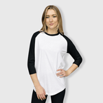 ILTEX Apparel Raglan White/Black / Small Adult Plain Raglan 3/4 T-Shirt - White Body