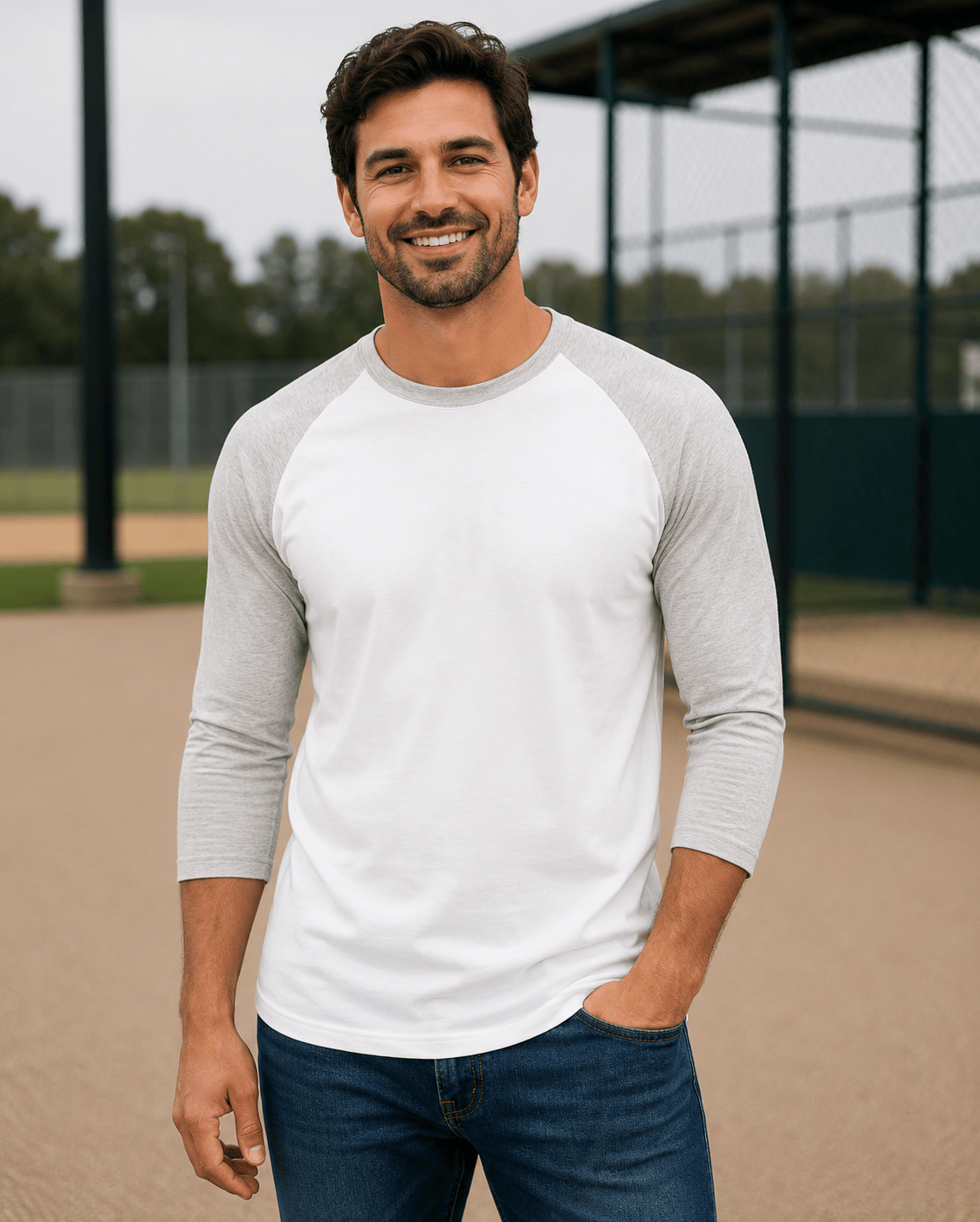 ILTEX Apparel Raglan White/Gray / Small Adult 3/4 Sleeve Raglan Baseball Tee | 35+ Colors