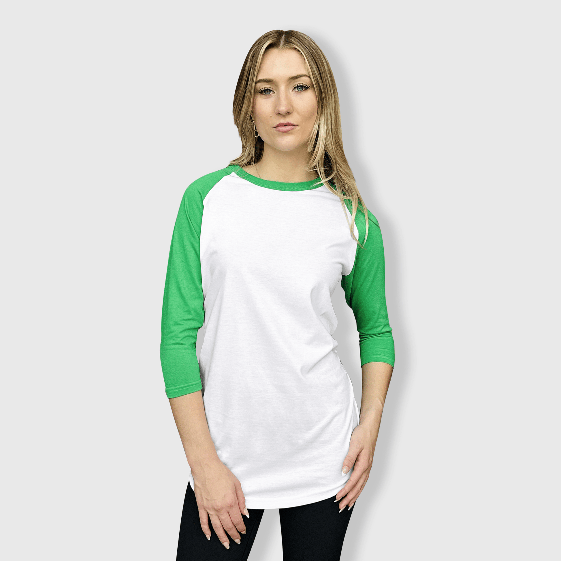ILTEX Apparel Raglan White/Kelly Green / Small Adult 3/4 Sleeve Raglan Baseball T-Shirt - 35+ Colors