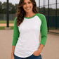 ILTEX Apparel Raglan White/Kelly Green / Small Adult 3/4 Sleeve Raglan Baseball Tee | 35+ Colors