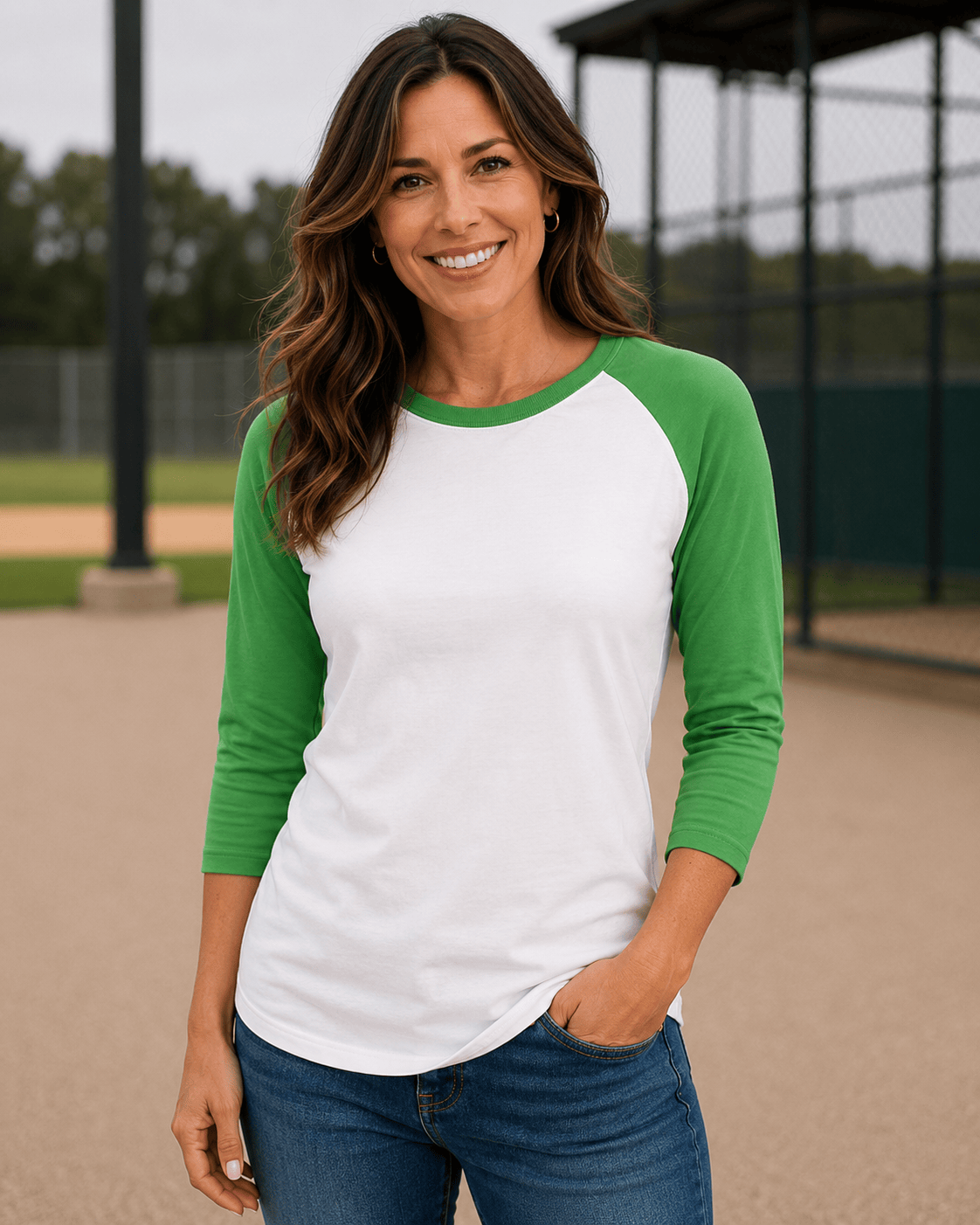 ILTEX Apparel Raglan White/Kelly Green / Small Adult 3/4 Sleeve Raglan Baseball Tee | 35+ Colors
