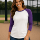 ILTEX Apparel Raglan White/Purple / Small Adult 3/4 Sleeve Raglan Baseball Tee | 35+ Colors
