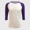 Adult Plain Raglan 3/4 T-Shirt - White Body - White/Purple