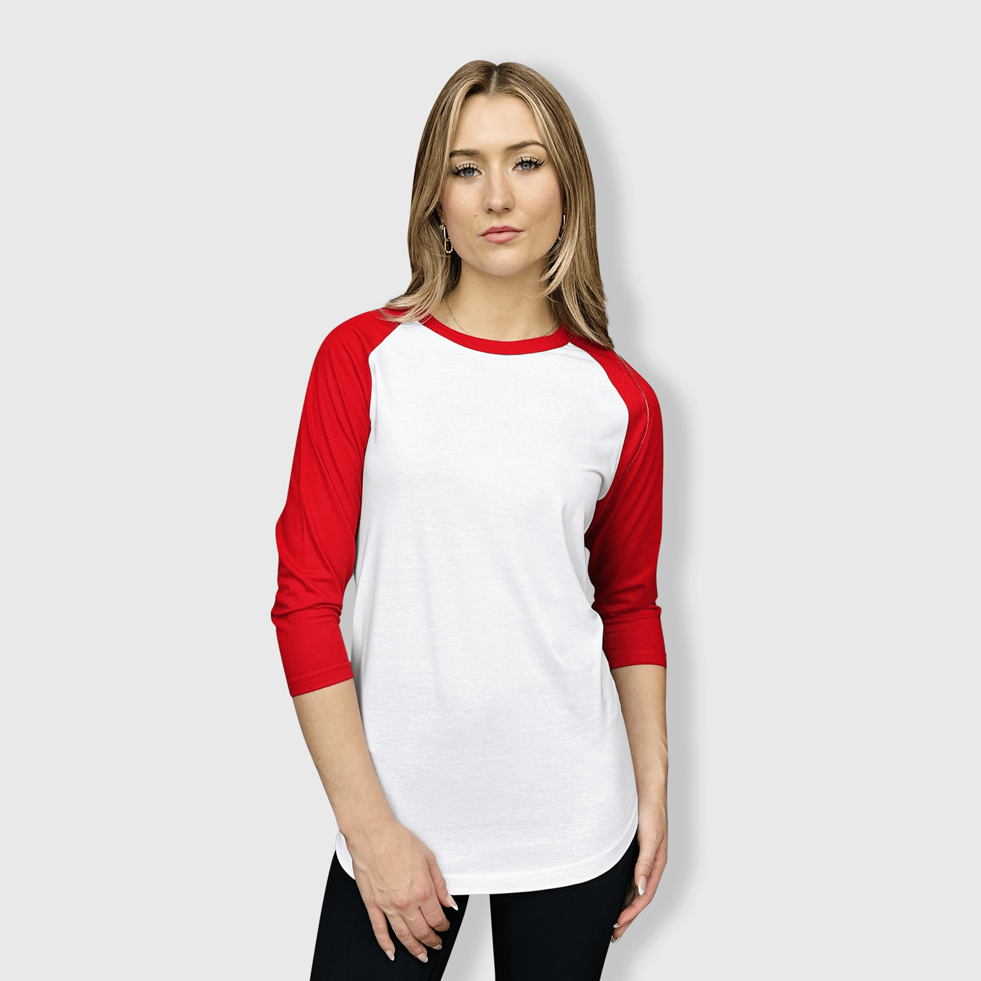 ILTEX Apparel Raglan White/Red / Small Adult 3/4 Sleeve Raglan Baseball T-Shirt - 35+ Colors
