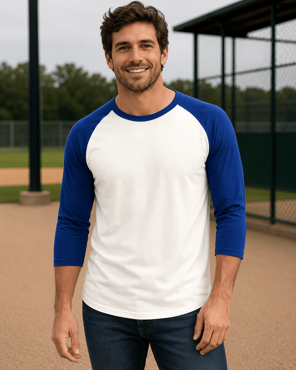 ILTEX Apparel Raglan White/Royal Blue / Small Adult 3/4 Sleeve Raglan Baseball Tee | 35+ Colors