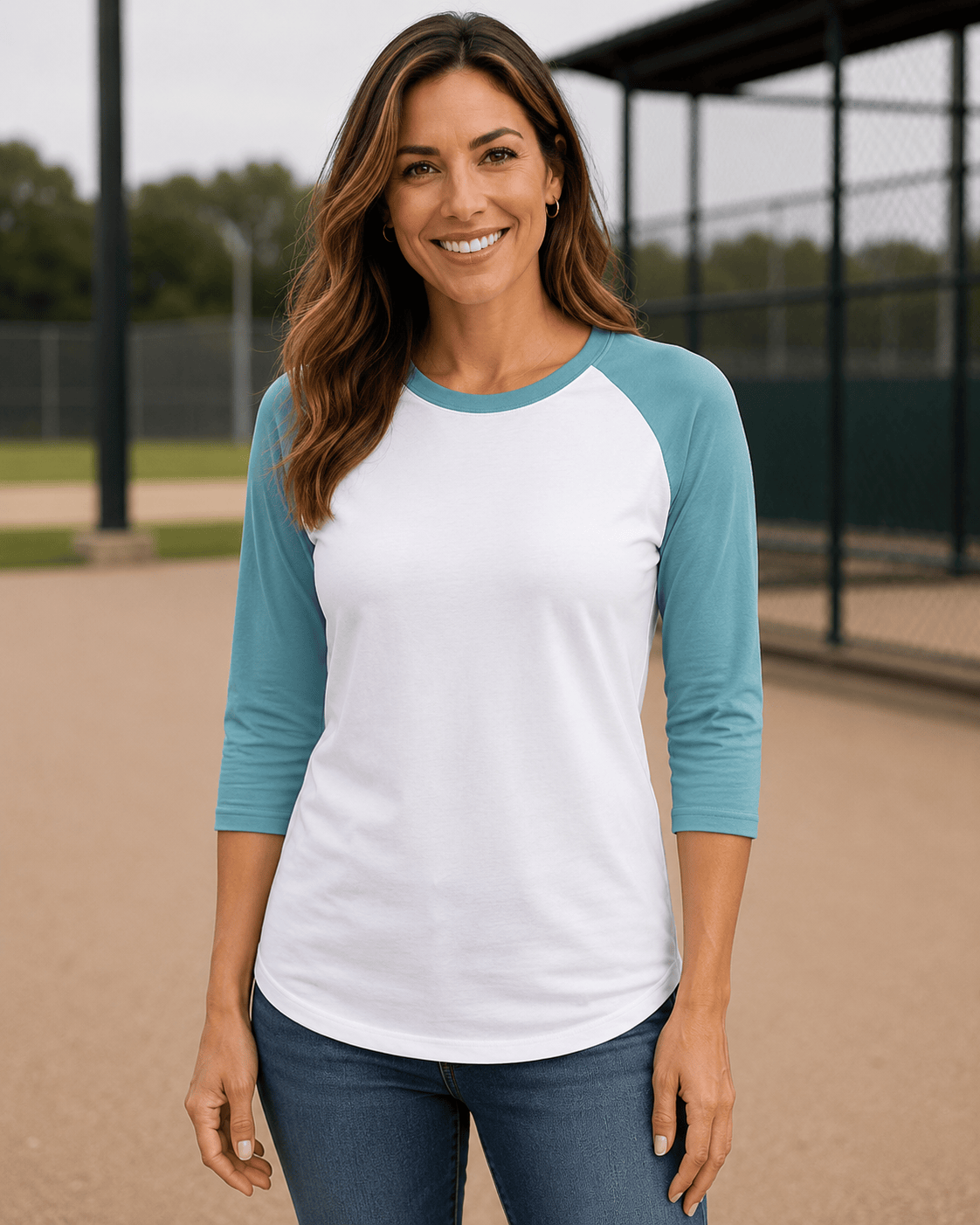 ILTEX Apparel Raglan White/Tiffany / Small Adult 3/4 Sleeve Raglan Baseball Tee | 35+ Colors