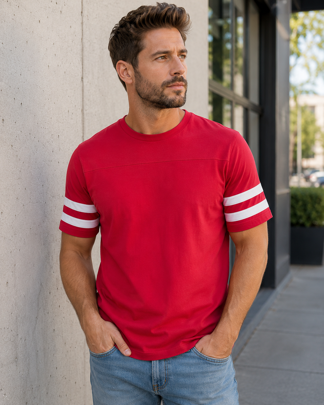 ILTEX Apparel Red / Small 2 Stripes Jersey T-Shirt