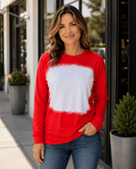 ILTEX Apparel Red / Small Faux Bleached Crewneck Long Sleeve Top