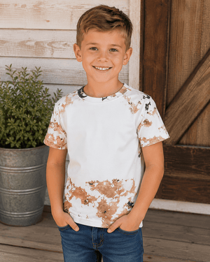 ILTEX Apparel Reverse Cow Light Brown Blank Faux Bleached Kids Top