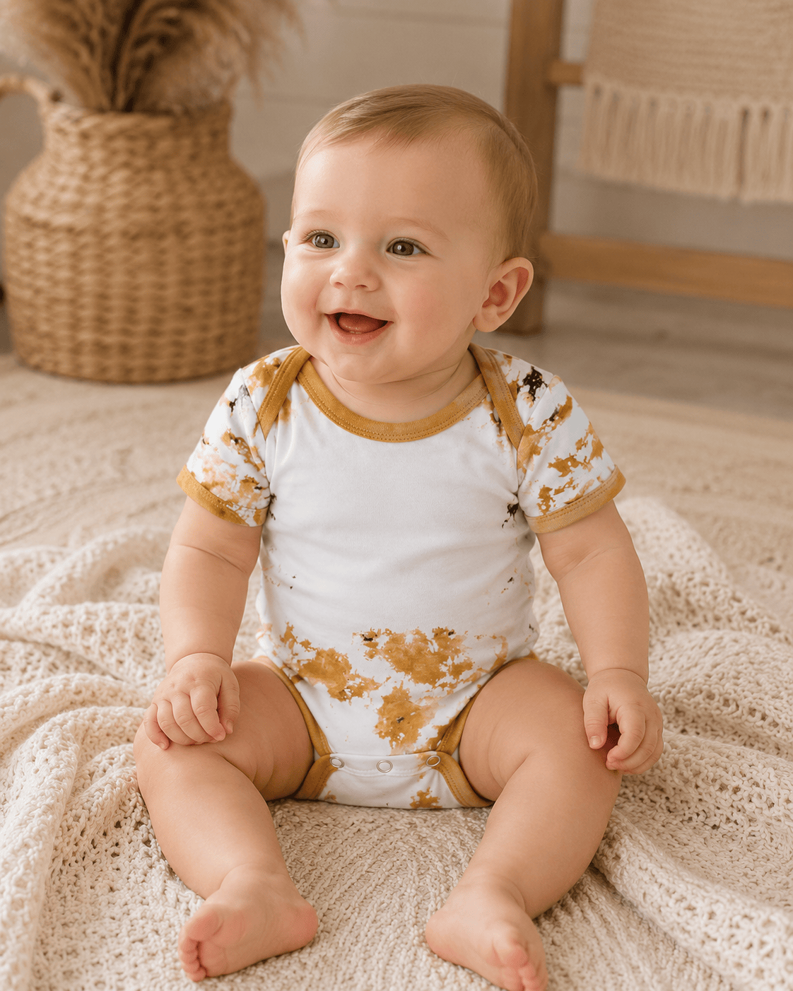 ILTEX Apparel Romper Reverse Cow Light Brown Onesie