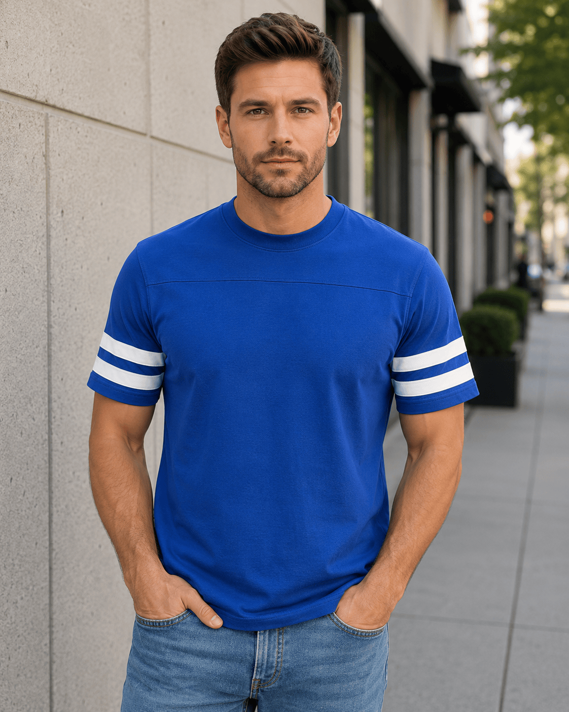 ILTEX Apparel Royal Blue / Small 2 Stripes Jersey T-Shirt