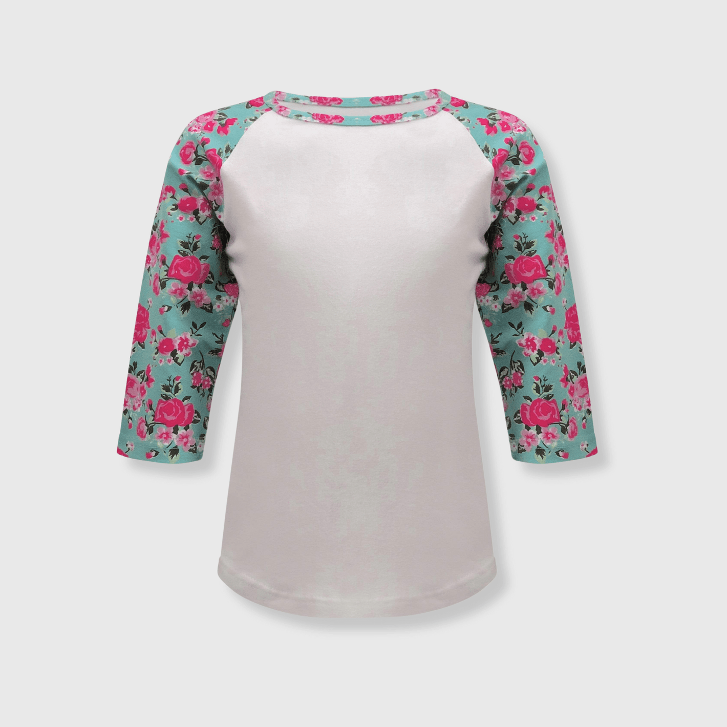 ILTEX Apparel Ruffle Raglan Floral White Top Kids