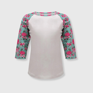 ILTEX Apparel Ruffle Raglan Floral White Top Kids