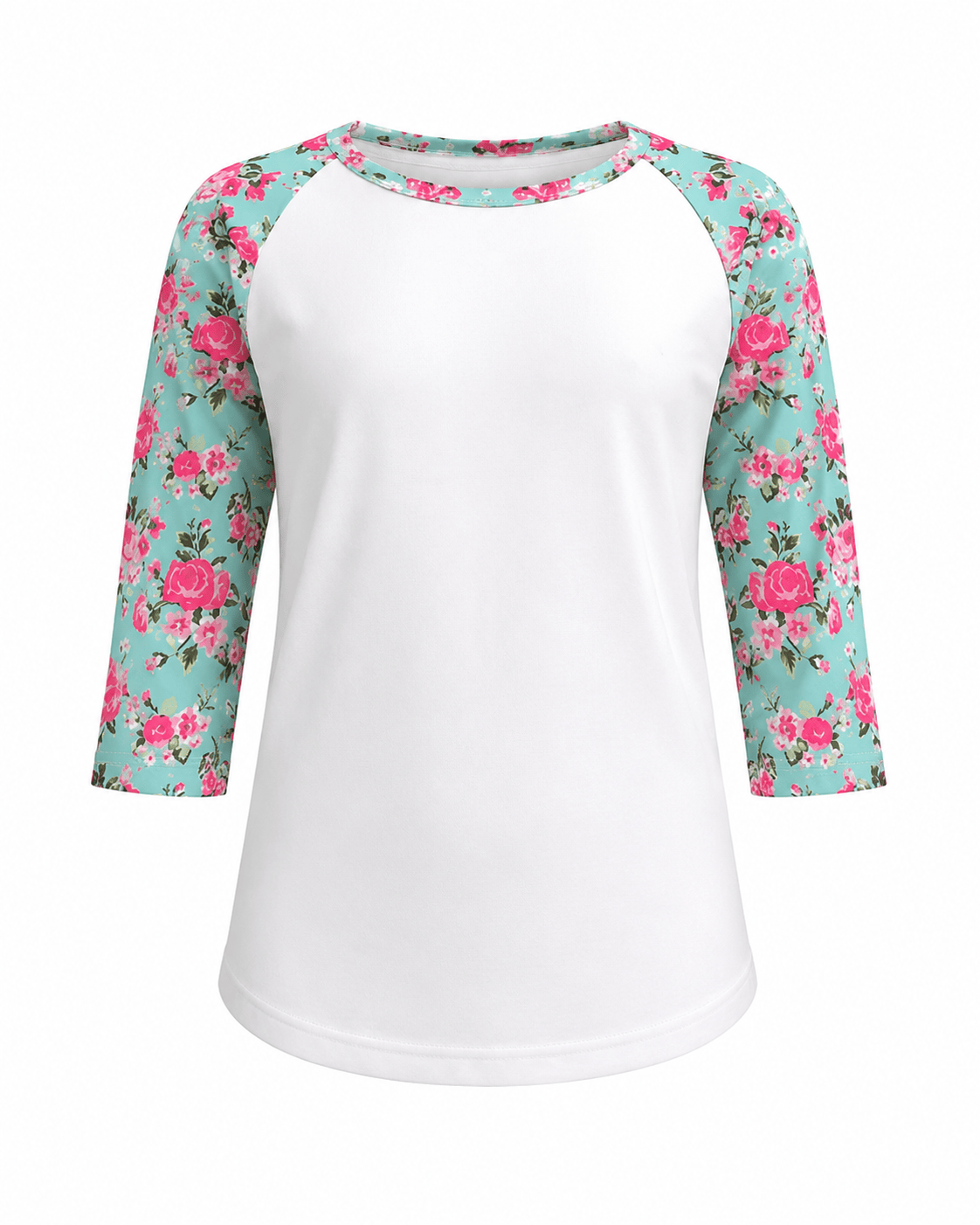 ILTEX Apparel Ruffle Raglan Floral White Top Kids