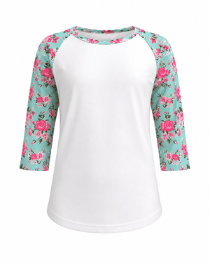 ILTEX Apparel Ruffle Raglan Floral White Top Kids