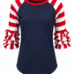 ILTEX Apparel Ruffle Raglan July 4th Striped Navy Red White Ruffle Top Kids