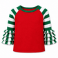 ILTEX Apparel Ruffle Raglan Striped Red Green Christmas Ruffle