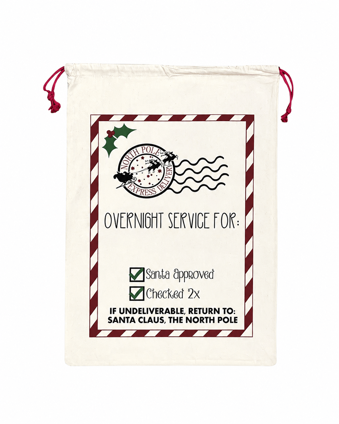 ILTEX Apparel Santa Sack - Border Candy Cane