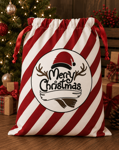 ILTEX Apparel Santa Sack - Candy Cane Mery Christmas