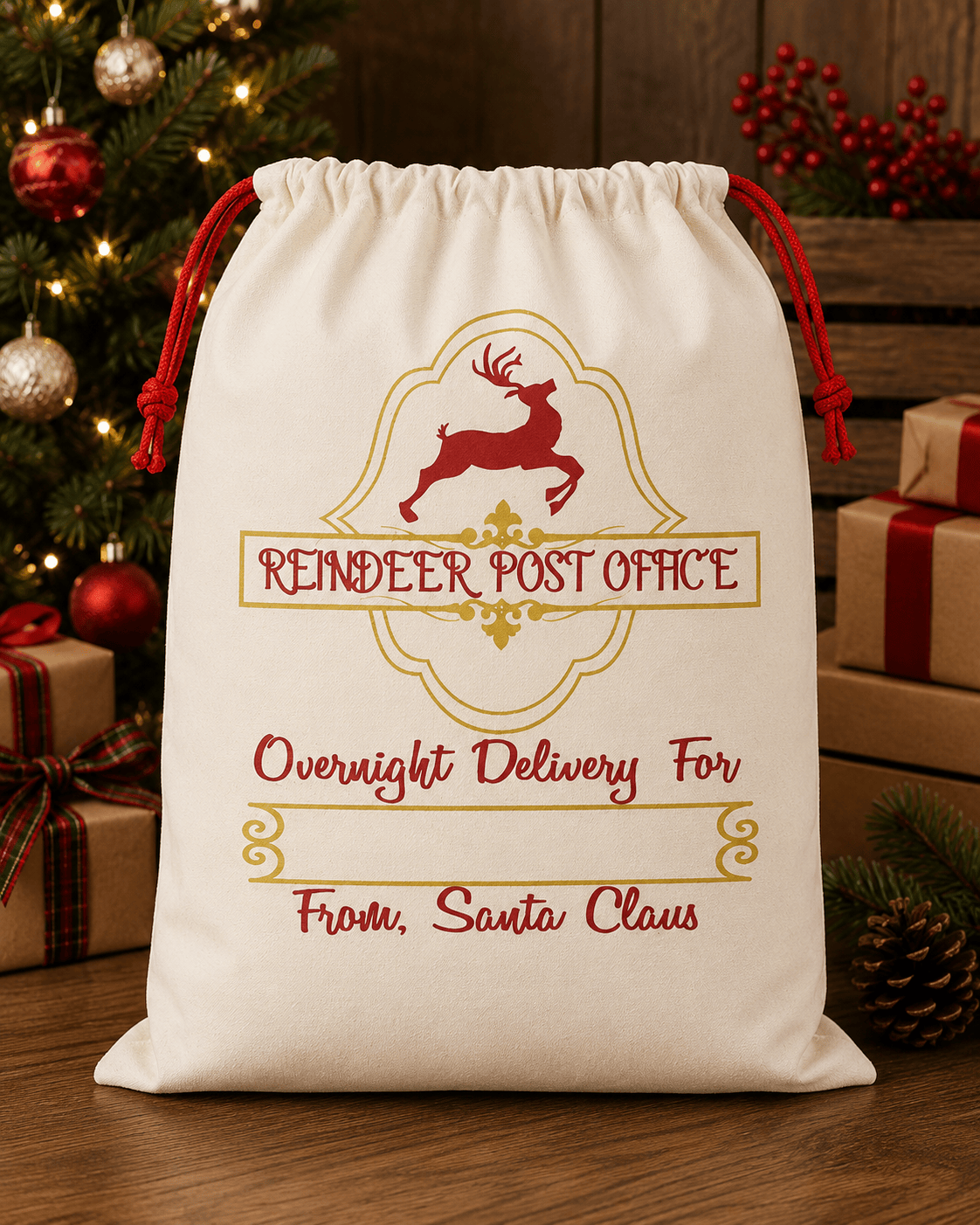 ILTEX Apparel Santa Sack - Gold Reindeer