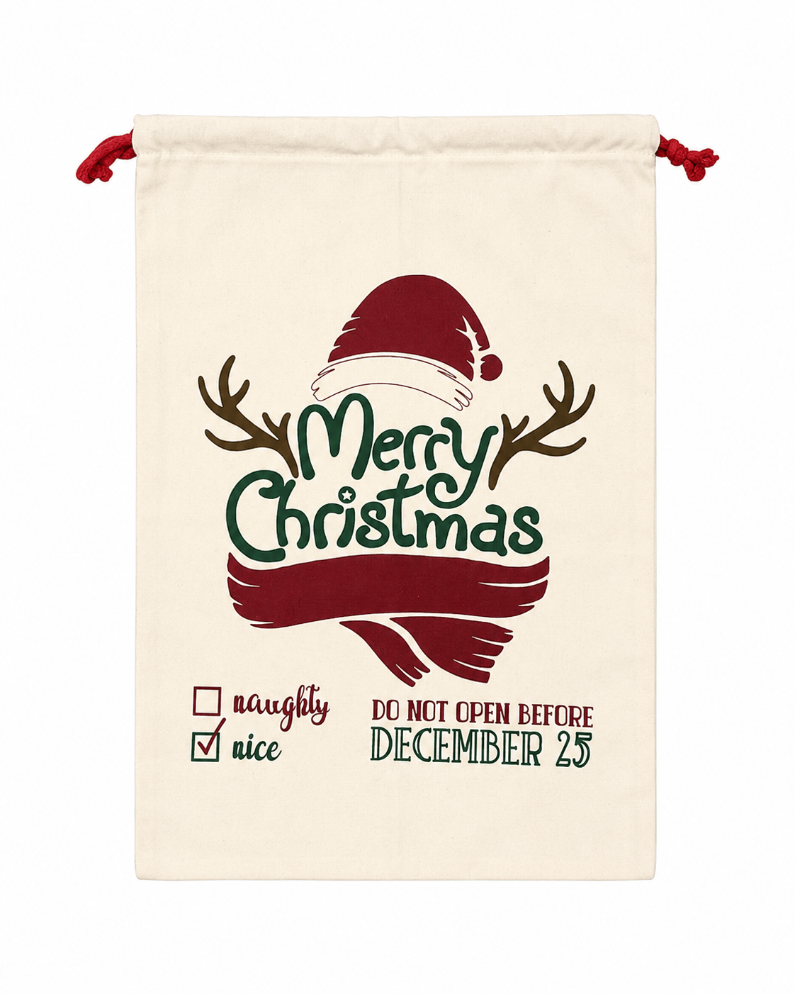 ILTEX Apparel Santa Sack - Merry Christmas Santa Hat
