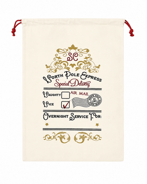 ILTEX Apparel Santa Sack - North Pole Express Gold
