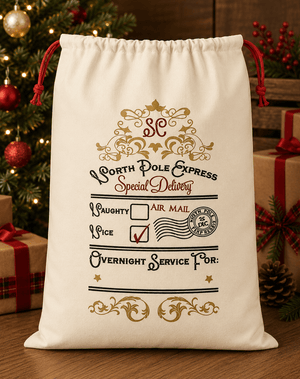 ILTEX Apparel Santa Sack - North Pole Express Gold