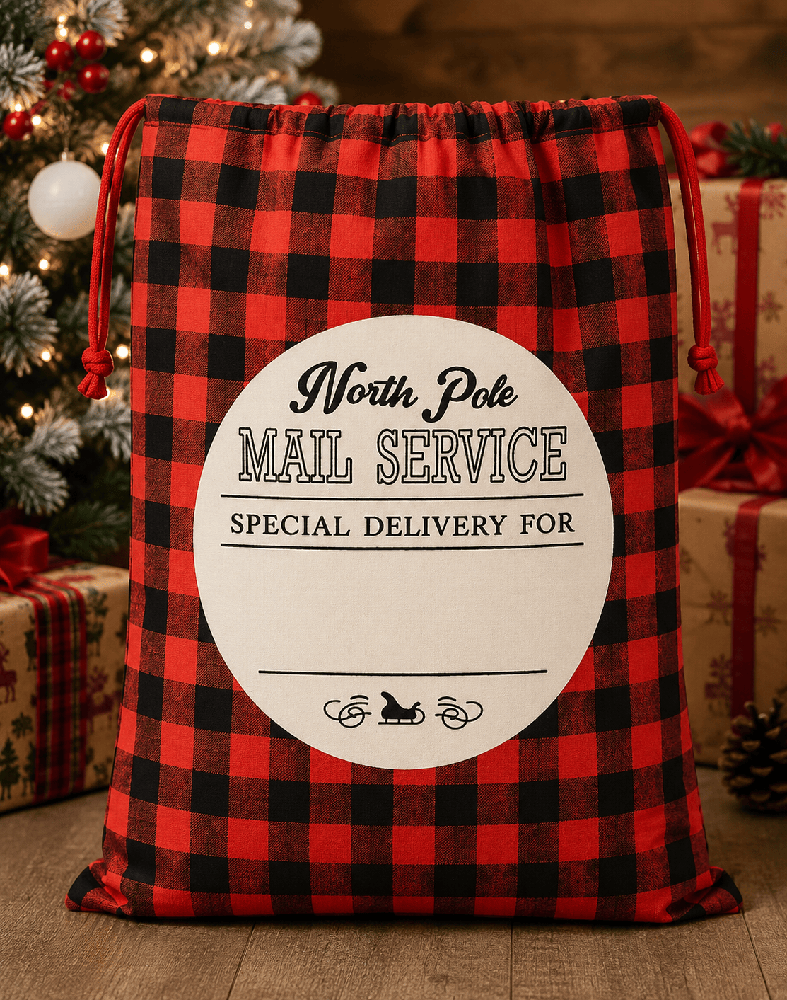 ILTEX Apparel Santa Sack - Red Plaid