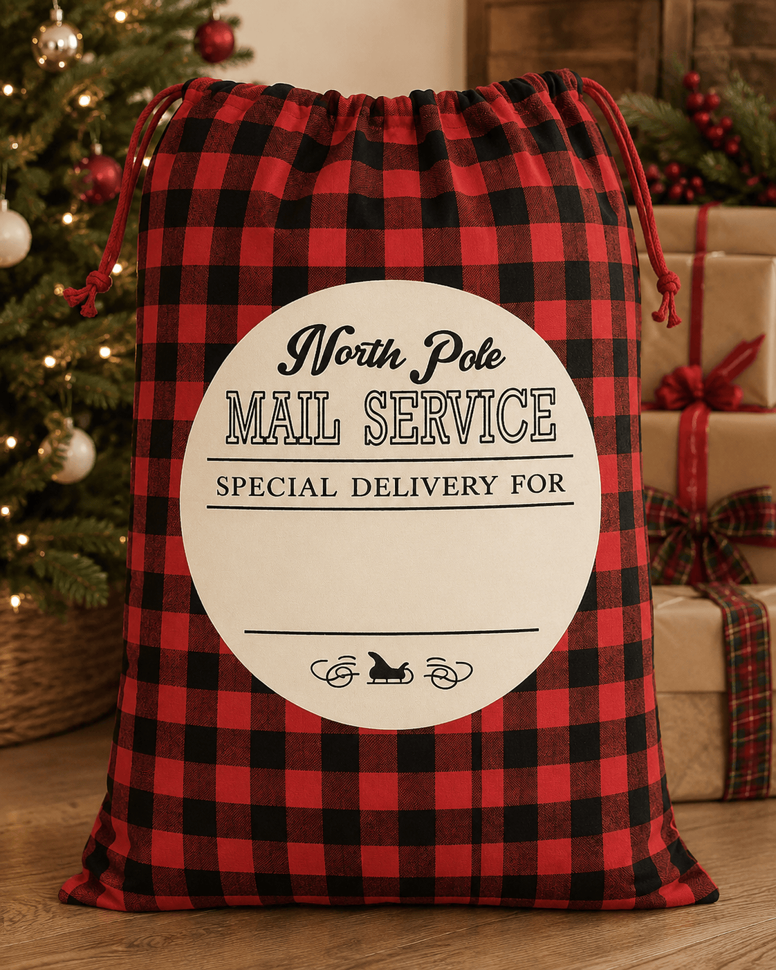 ILTEX Apparel Santa Sack - Red Plaid