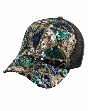 ILTEX Apparel Sequin Multi Black Blue Cap