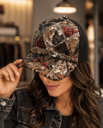 ILTEX Apparel Sequin Multi Black Red Cap